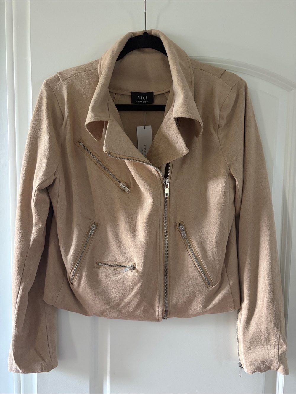 VICI Beige Suede-Look Moto Jacket - Women